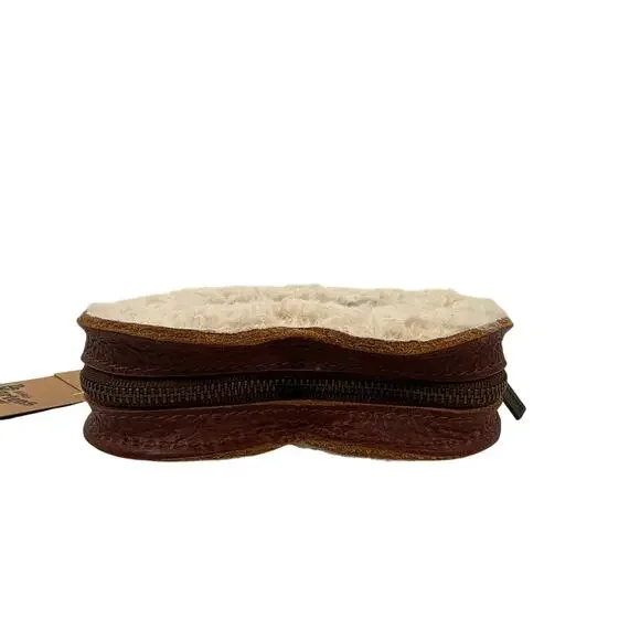 Dr. Martens Mini Heart Shaped Crossbody Faux Fur Bag Cashew Ambassador Leather